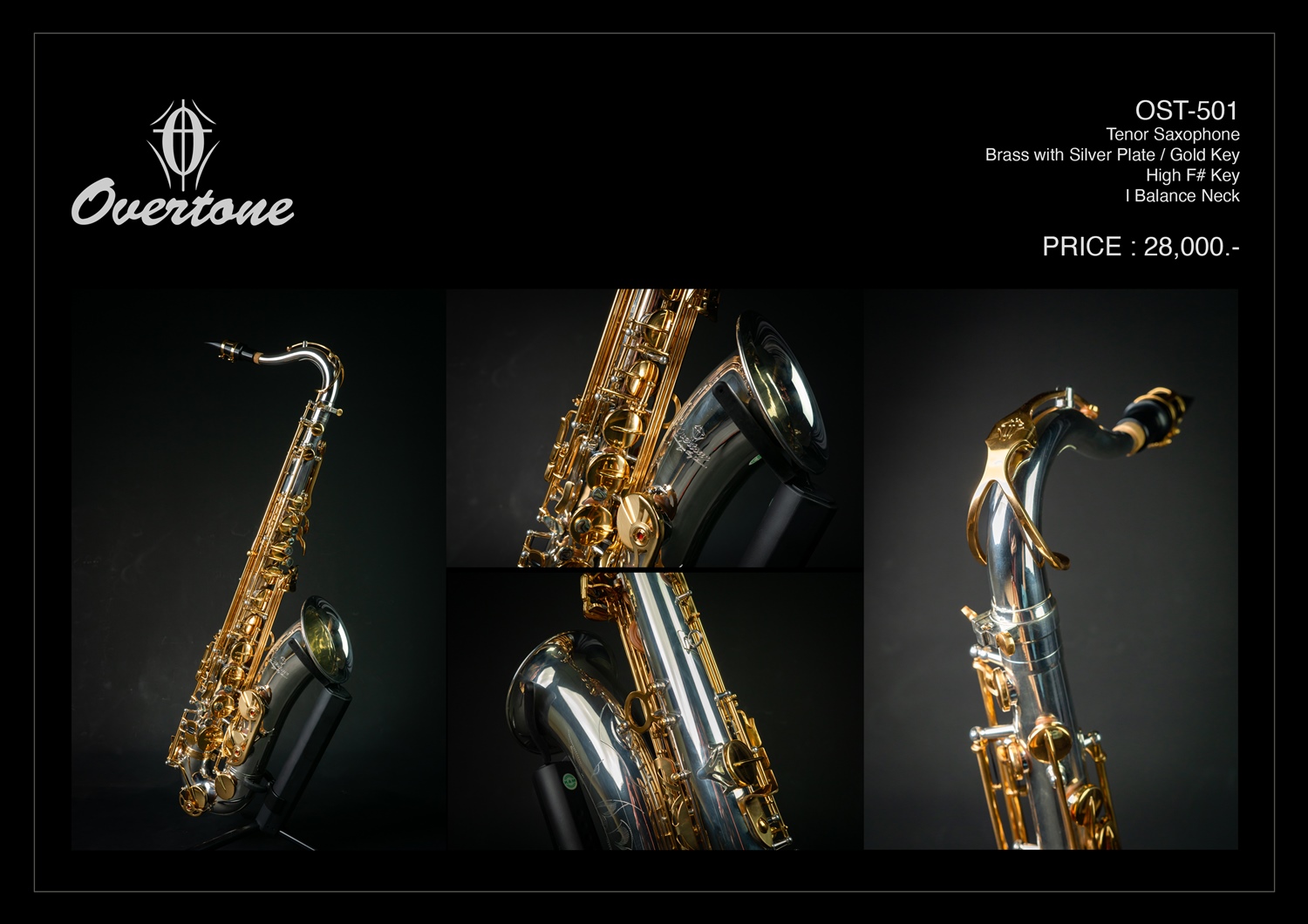 Overtone Tenor Saxophone รุ่น silver plate & gold key  OST-501